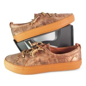 Sperry Crest Vibe Shimmer Metallic Leather Sneakers "Rose" STS87914 Women's 9